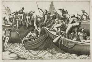 Fishermen Catching a Sea Monster