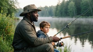 Fishing Dad by Lake