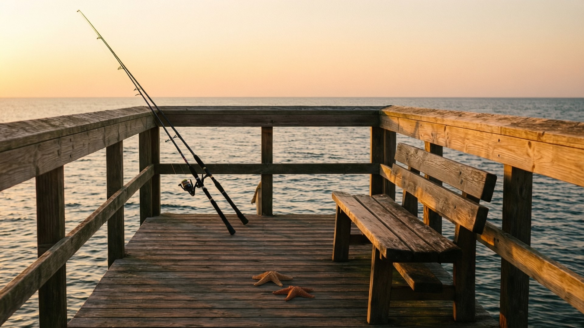 Fishing Pier Solitude by Wallpapers.art Studio
