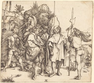 Five Soldiers and a Turk on Horseback