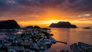 Fjord Sunset Silhouette