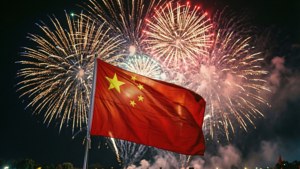 Flag and Fireworks