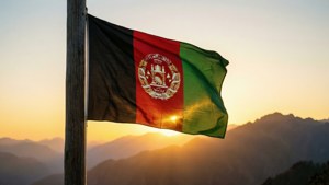 Flag at Sunrise Mountains