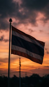 Flag at Sunset Silhouette