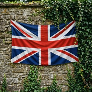 Flag Draped on Ivy Wall