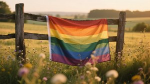 Flag in Countryside Field