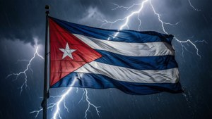 Flag in Lightning Storm