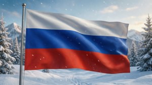 Flag in Snowy Landscape