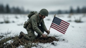 Flag in the Snow
