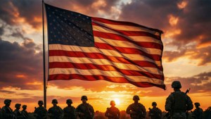 Flag of Heroes at Sunset