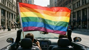 Flag on Convertible