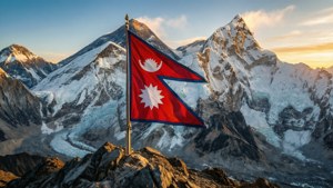 Flag on Everest Peak