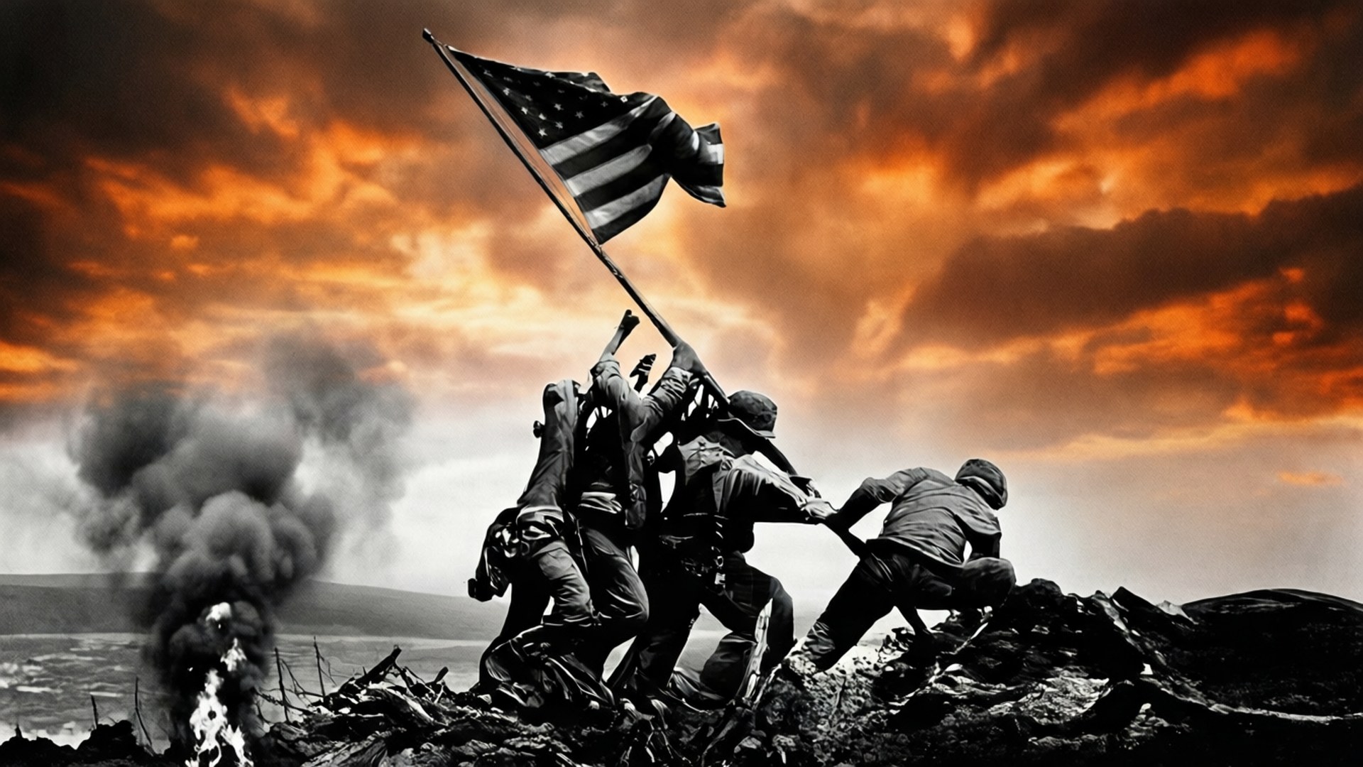 Flag on Iwo Jima by Wallpapers.art Studio