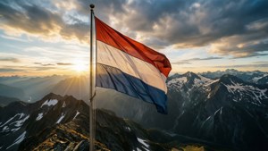 Flag on Mountain Peak