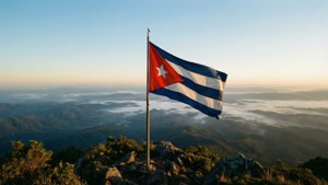 Flag on Mountain Peak