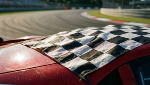 Flag on Race Car Hood