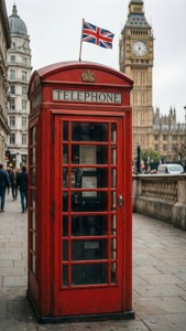 Flag on Red Telephone Box