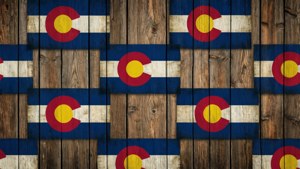 Flag on Wood Background
