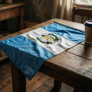 Flag on Wooden Table