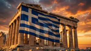 Flag Over Parthenon Ruins