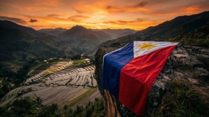 Flag Over Rice Terraces
