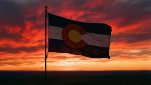 Flag Silhouette at Sunset