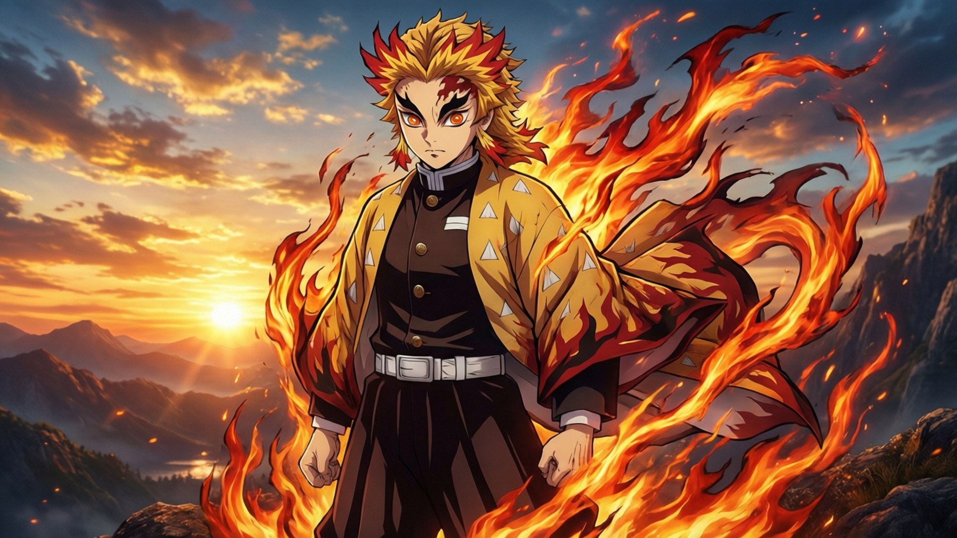 Flame Hashira Standing Tall by Wallpapers.art Studio
