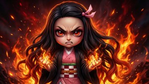 Flame Nezuko Chibi