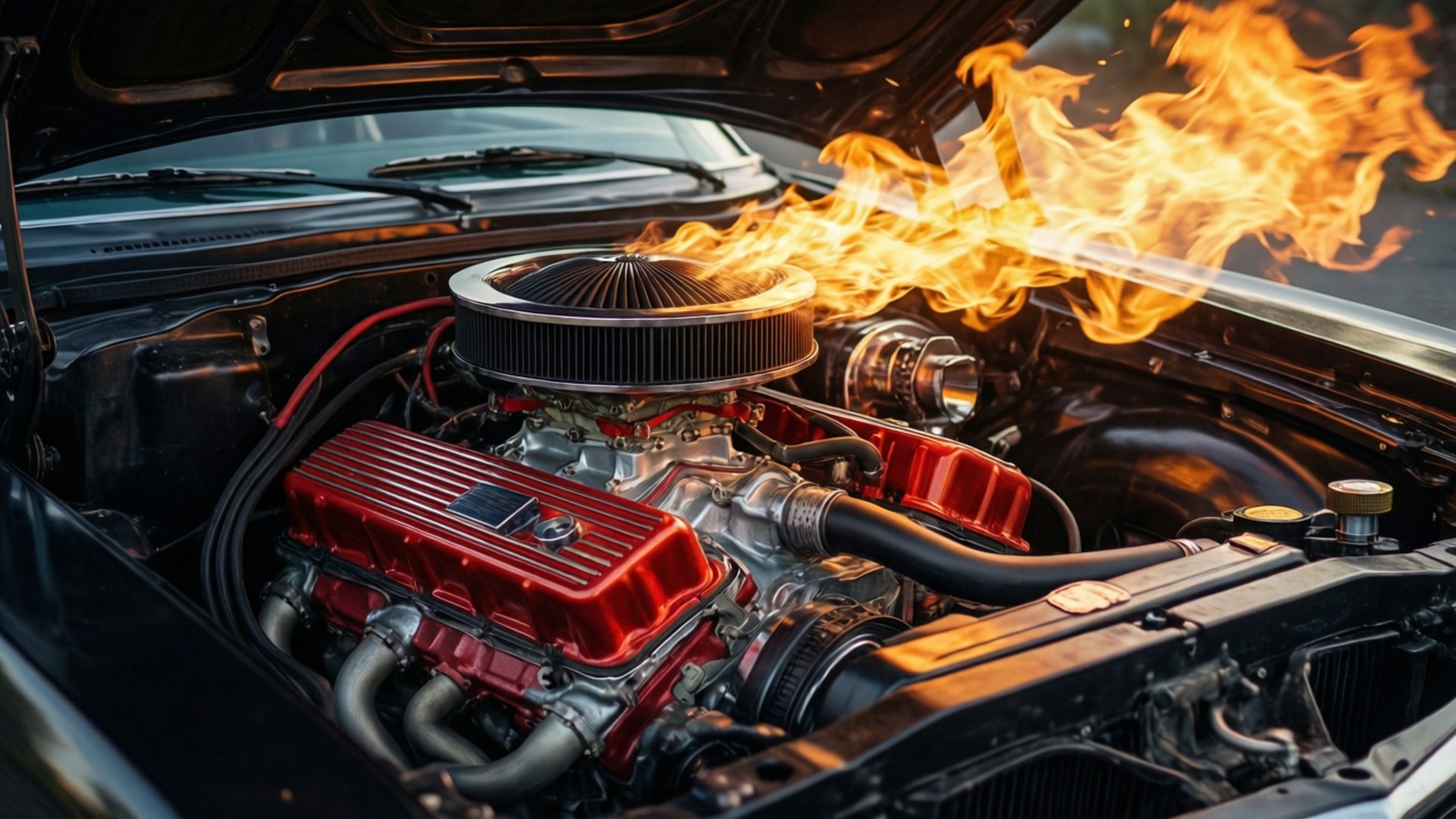 Flame-Throwing V8 by Wallpapers.art Studio