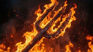 Flaming Demon Pitchfork