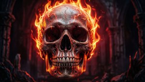 Flaming Neon Skull