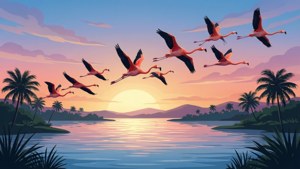 Flamingo Silhouette Flight