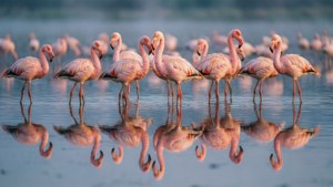 Flamingos Water Reflection