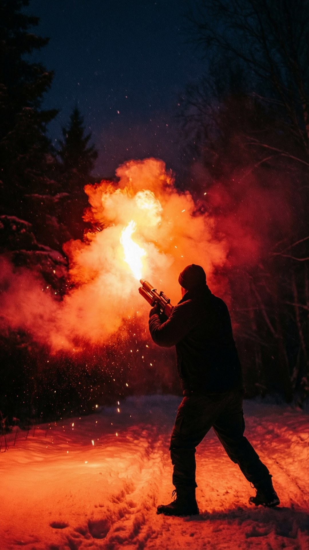 Flare Gun in the Night by Wallpapers.art Studio