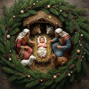 Flat Lay Nativity Manger