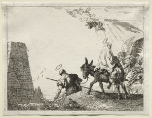 Flight into Egypt:  The Holy Family Passing near a Pyramid