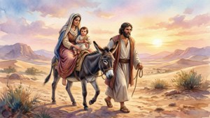 Flight to Egypt Watercolor
