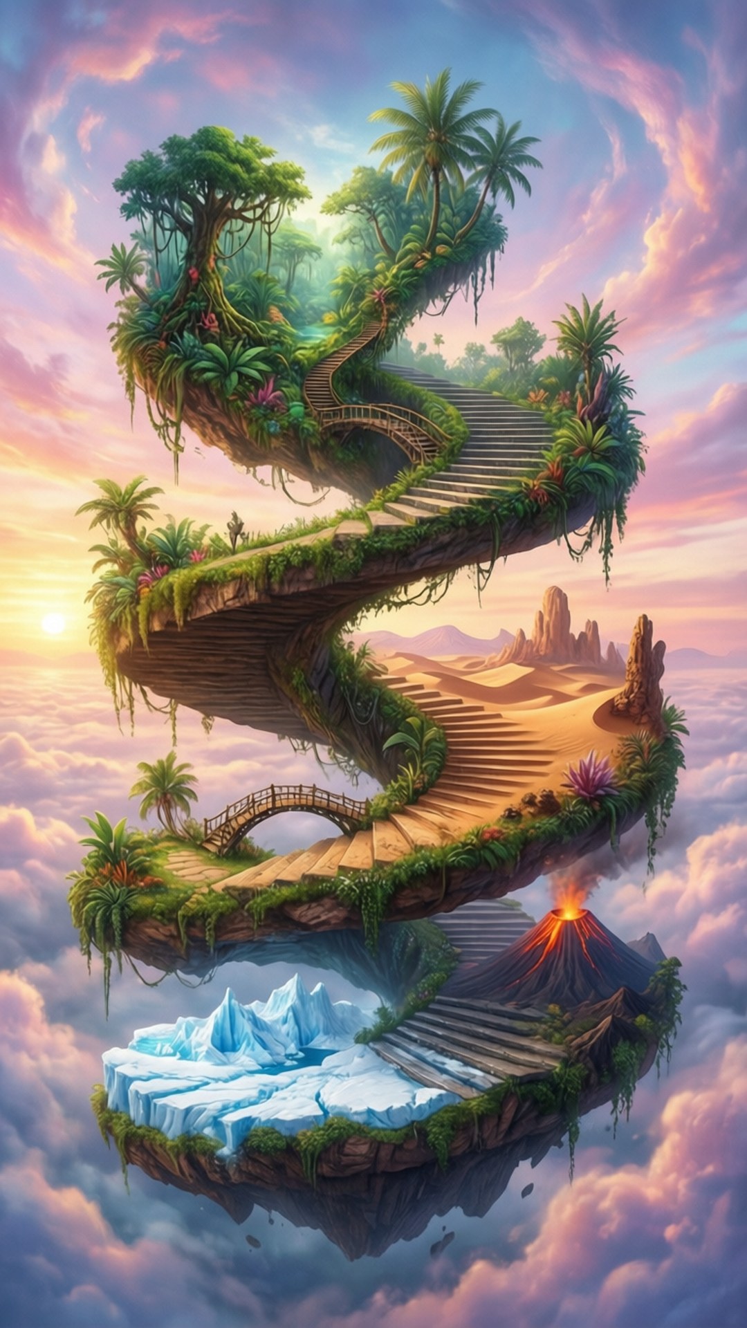 Floating Biome Staircase by Wallpapers.art Studio