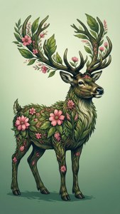 Floral Antler Reindeer
