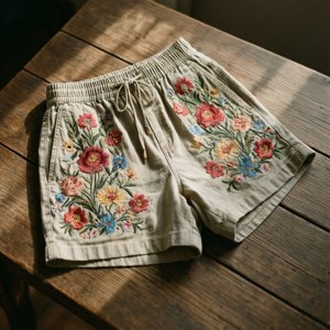 Floral Embroidered Shorts