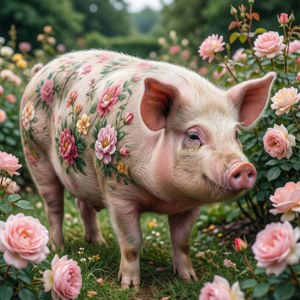 Floral Garden Pig