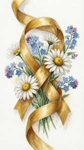Floral Golden Ribbon