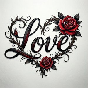 Floral Love Calligraphy Tattoo