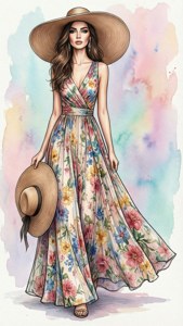 Floral Maxi Dress Illustration