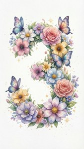 Floral Number 3 Watercolor