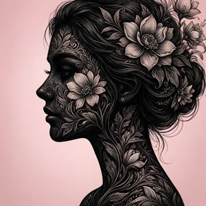 Floral Profile Silhouette