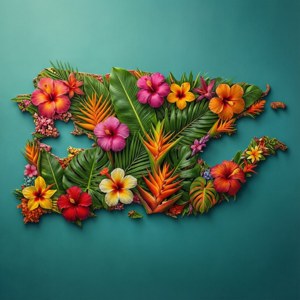 Floral Puerto Rico Map