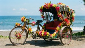 Floral Rickshaw at Beach