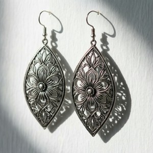 Floral Silver Dangle Earrings