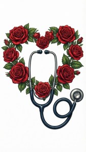Floral Stethoscope Heart